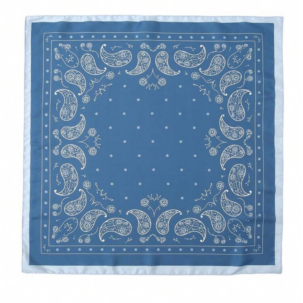 NEW! Blue Floral Faux Silk Hair Scarf/Headscarf/Bandana - Picture 4 of 5
